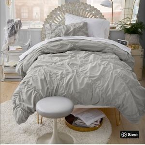 PBTeen Organic Ruched Diamond Duvet+Sham Cover